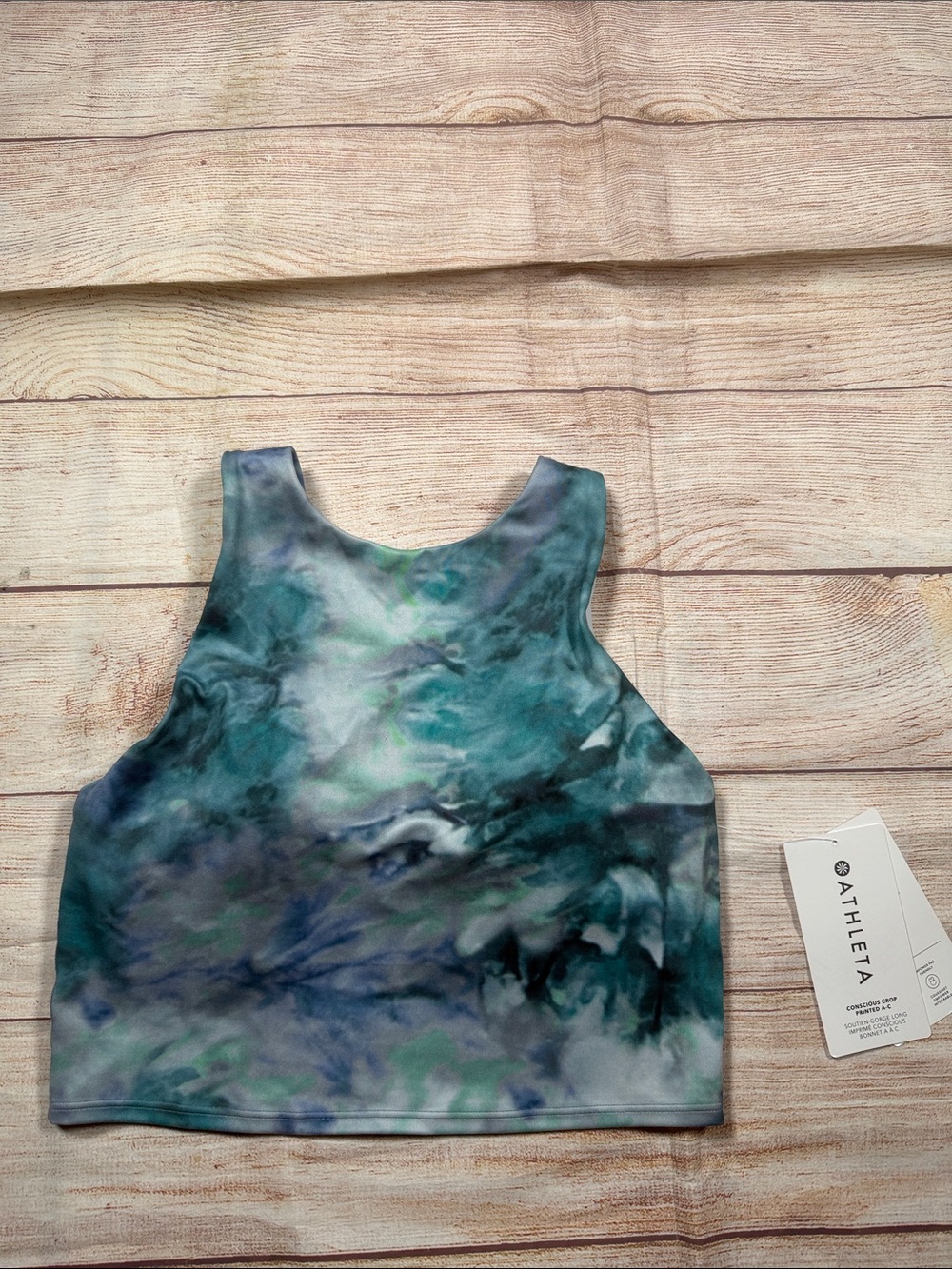 NWT Athleta Conscious Crop Teal‎ and Navy Tie-Dye Cropped Tank